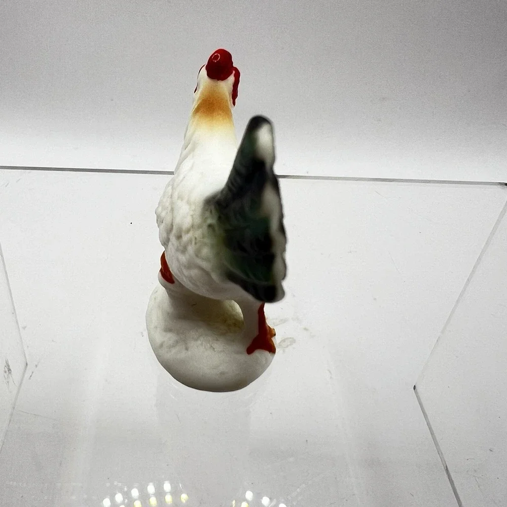 Vtg Porcelain ROOSTER/HEN Chicken Miniature Dollhouse 1:12 Japan 2